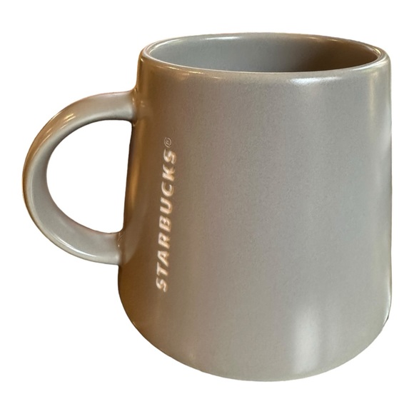 Starbucks 2013  16oz gray ceramic mug wide base embossed vertical logo - Picture 4 of 7